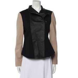 NWT Akris Punto lamb Leather Biker Jacket beige tan asymmetrical XXL XL 16 18